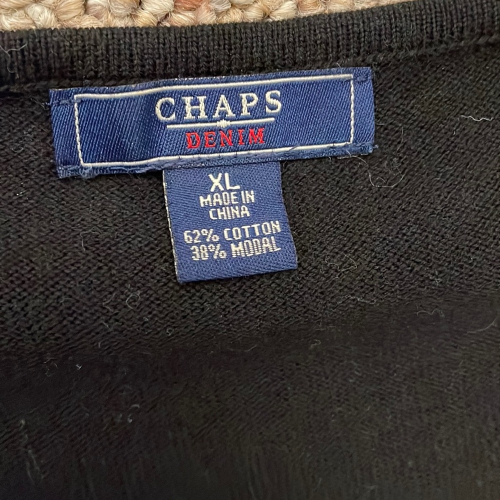 Chaps black and grey striped crew neck sweater - Picture 6 of 6